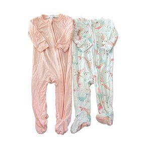 Emily & Oliver Footie Bundle Pink and Mermaids Size 0-3M